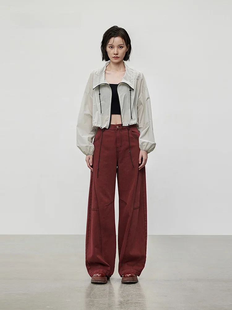 

XMOOM Новая осенняя полупрозрачная легкая куртка в повседневном стиле с коротким воротником-стойкой, женская модная куртка свободного кроя на молнии для города