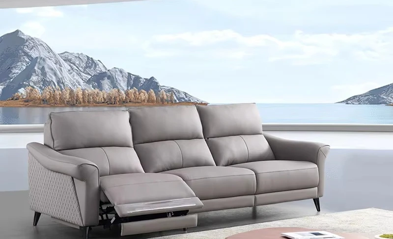 เฟอร์นิเจอร์บ้านสไตล์จีน เฟอร์นิเจอร์ห้องนั่งเล่นหนังทันสมัย โซฟาหนังปรับเอนได้ ผ้าคลุมโซฟาหนัง