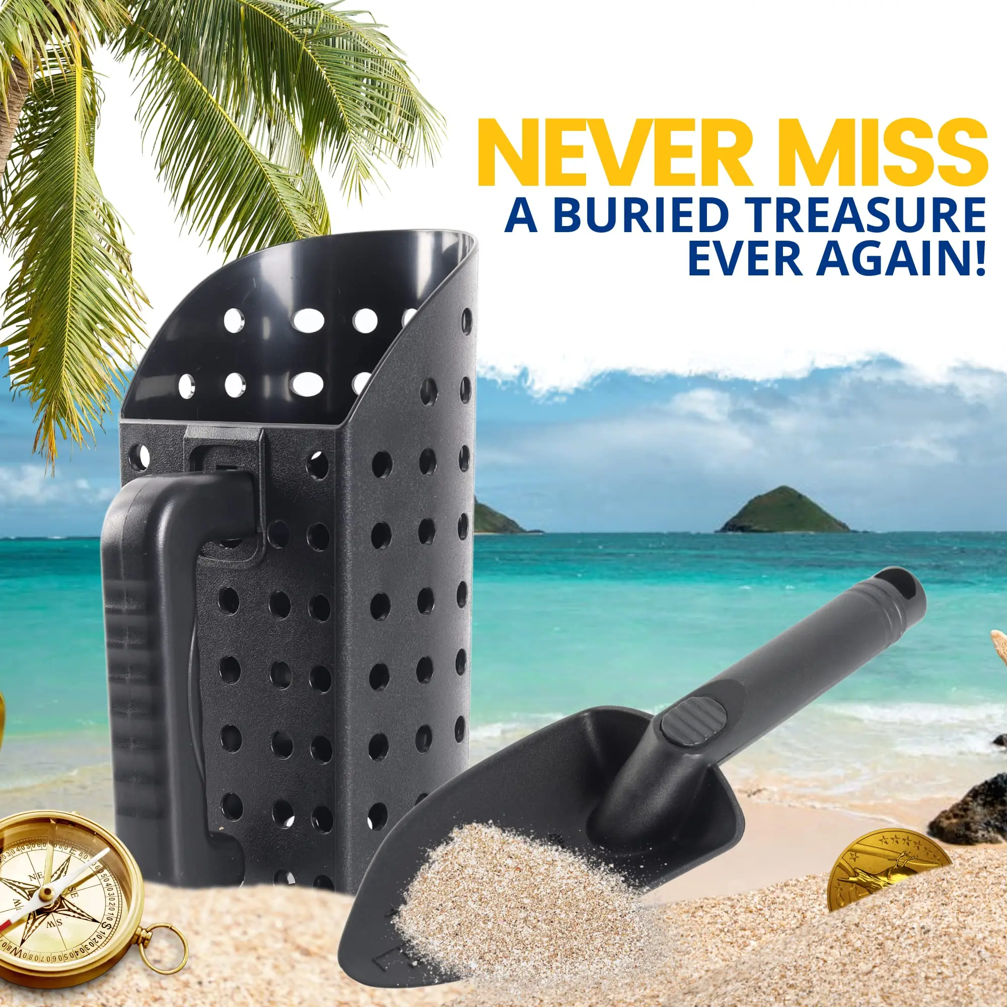 

Big promotion Metal Detector ABS Sand Scoop Shovel Set Steel Beach Digging Filter Underground Metal Treasure Detecting