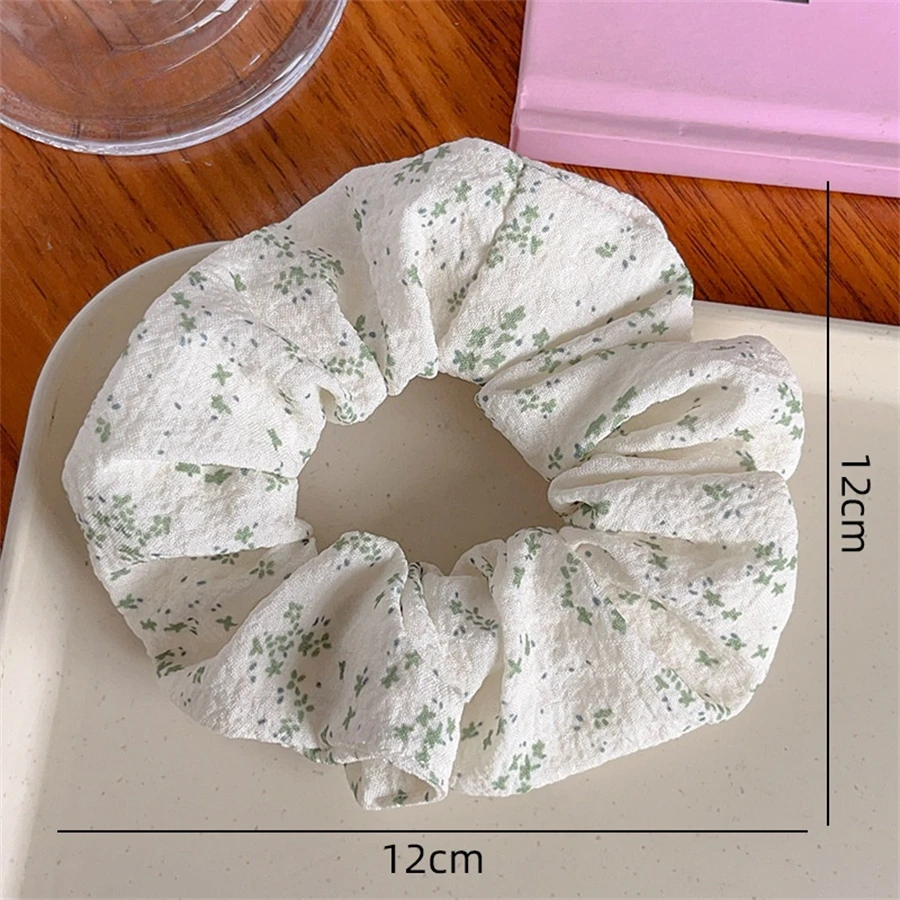 1PC Sweet Cute Print Floral Scrunchies For Women Stretch Hair Accessories Elastic Rubber Band Rope Headwear Hair Accessories Set image 2