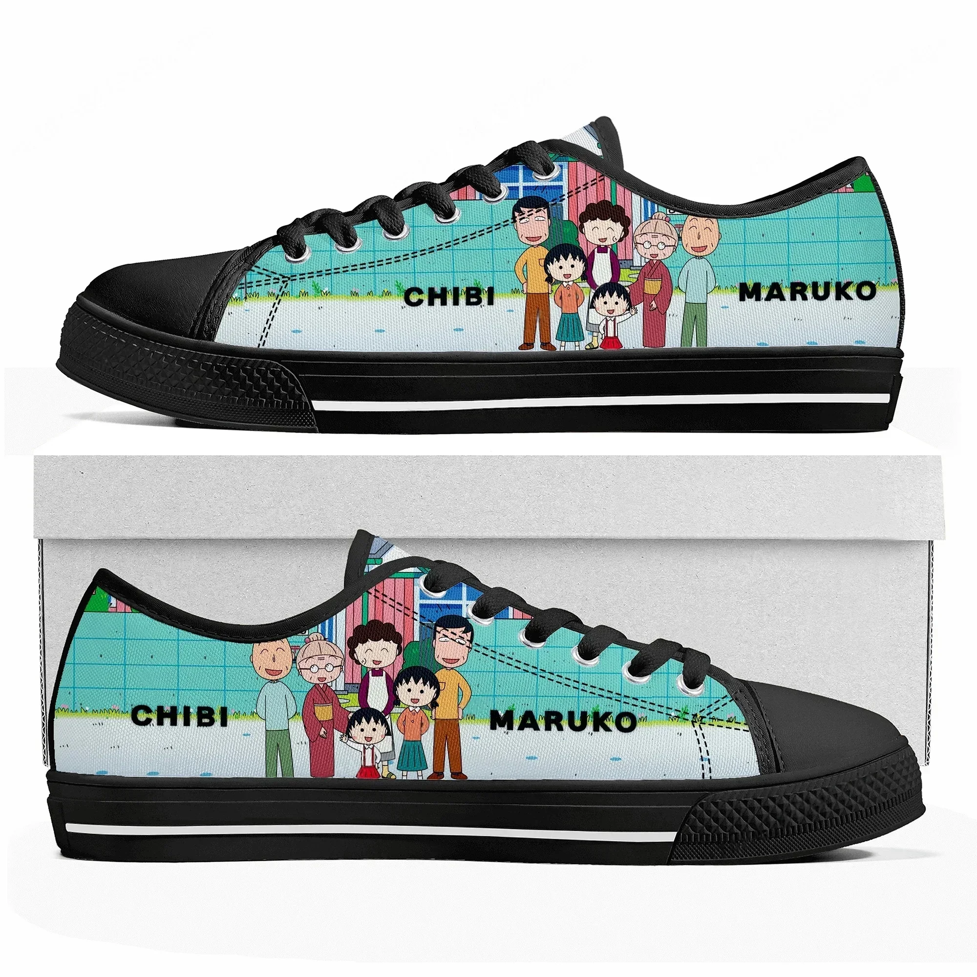 

Низкие кеды Chibi Maruko для женщин, мужчин и подростков, высококачественные повседневные кеды из канваса в стиле японского аниме, обувь с индивидуальным дизайном