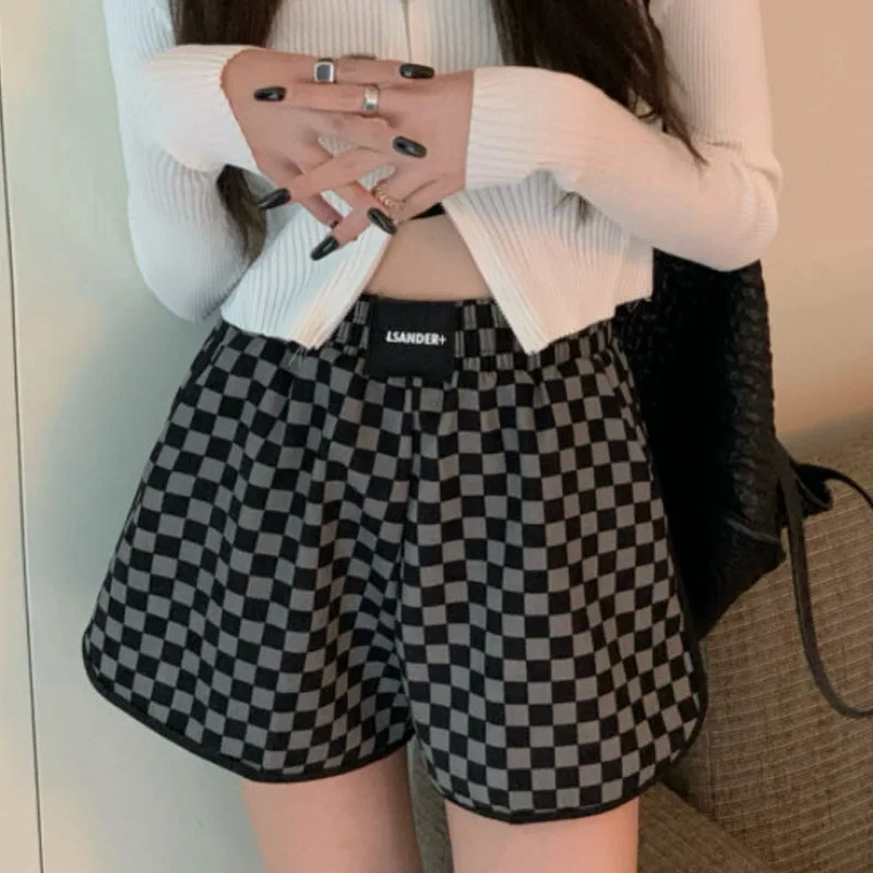 Korean Fashion Elastic High Waist Printing Shorts Women's Clothing Summer All-match Loose Wide Leg Spliced Shorts For Female
