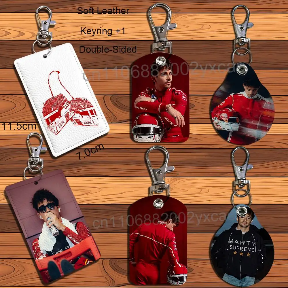 Red handsome hero Charles Leclerc Card Holder With Keychain Executive Protection For Bank Credit Subway Bus Case