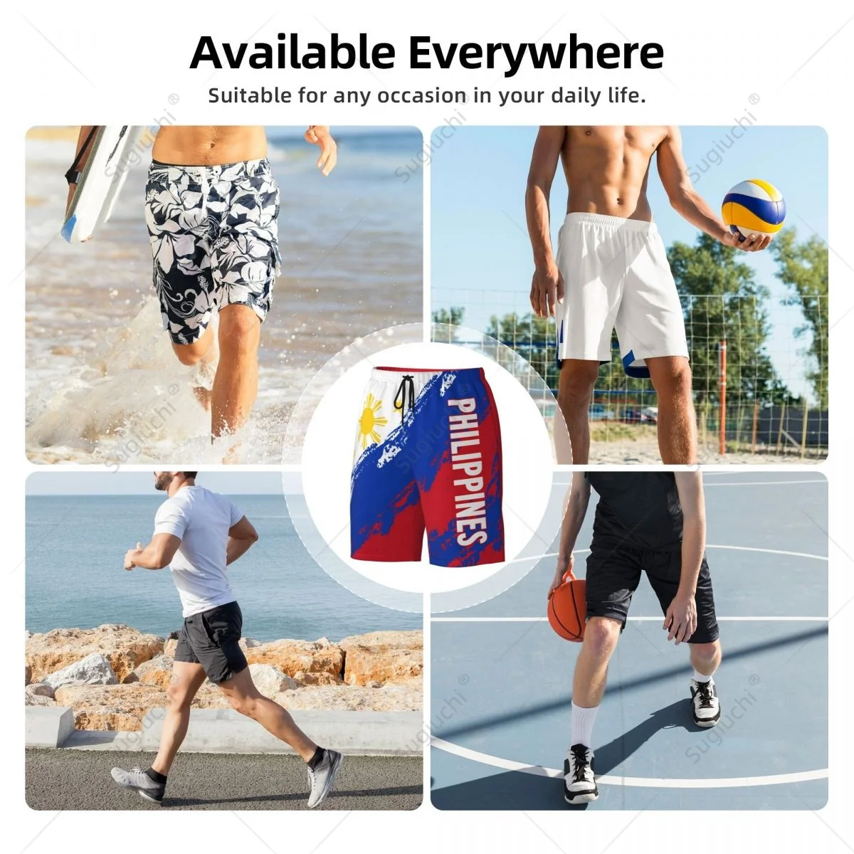 Men's Philippines Flag Beach Pants Board Shorts Surfing Boys Soccer Cycling Swimwear Running Polyester