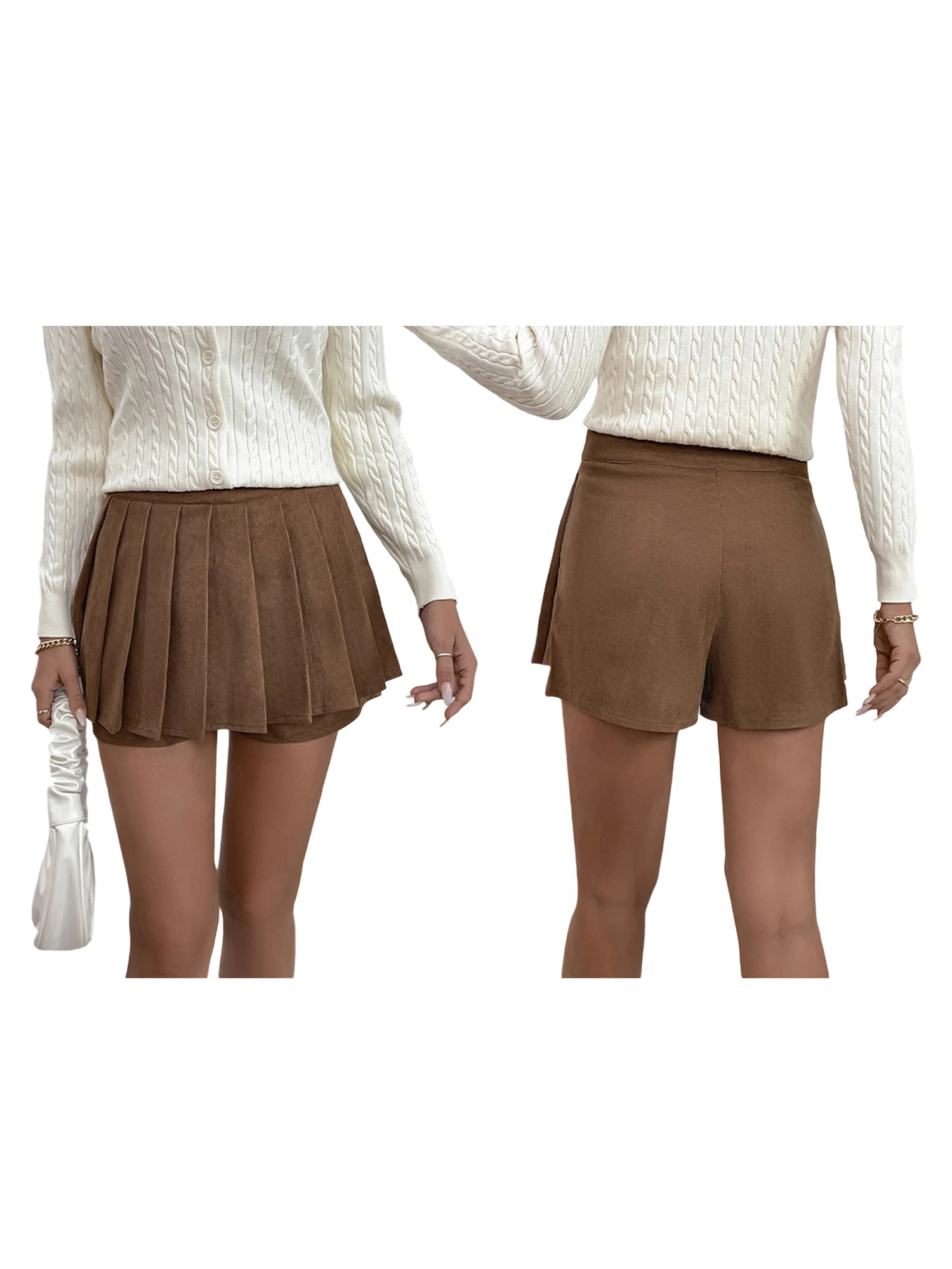 Falda plisada elegante para mujer, pantalones cortos para fiestas en la playa de verano y apariencia informal de calle, minifalda de color sólido para discotecas