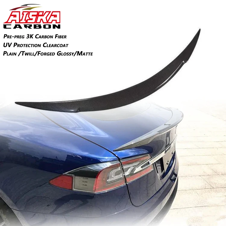

AISKA High Quality Dry Carbon Fiber Rear Spoiler OEM Style for Tesla Model S 2014-2024 Car Body Parts