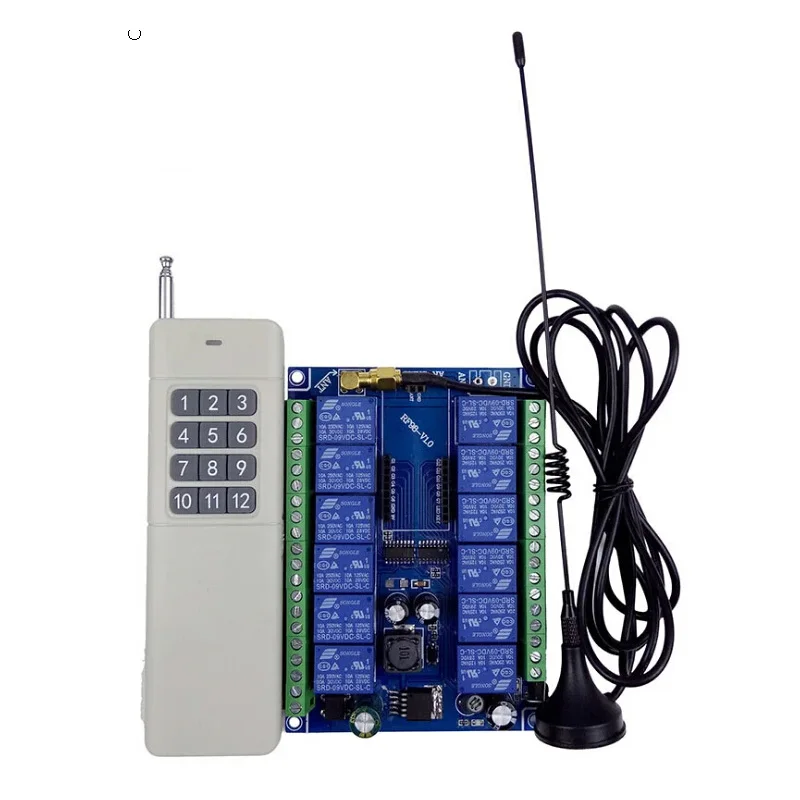 RF DC12V  DC24V  36V  12CH RF 10A relay  Wireless Remote Control Switches  transmitter  receiver  433mhz  two-way industrial