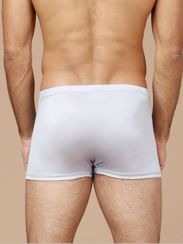 New arrival men knitted silk mid-waist boxers,natural silk unopened crotch U convex high-end underwear men