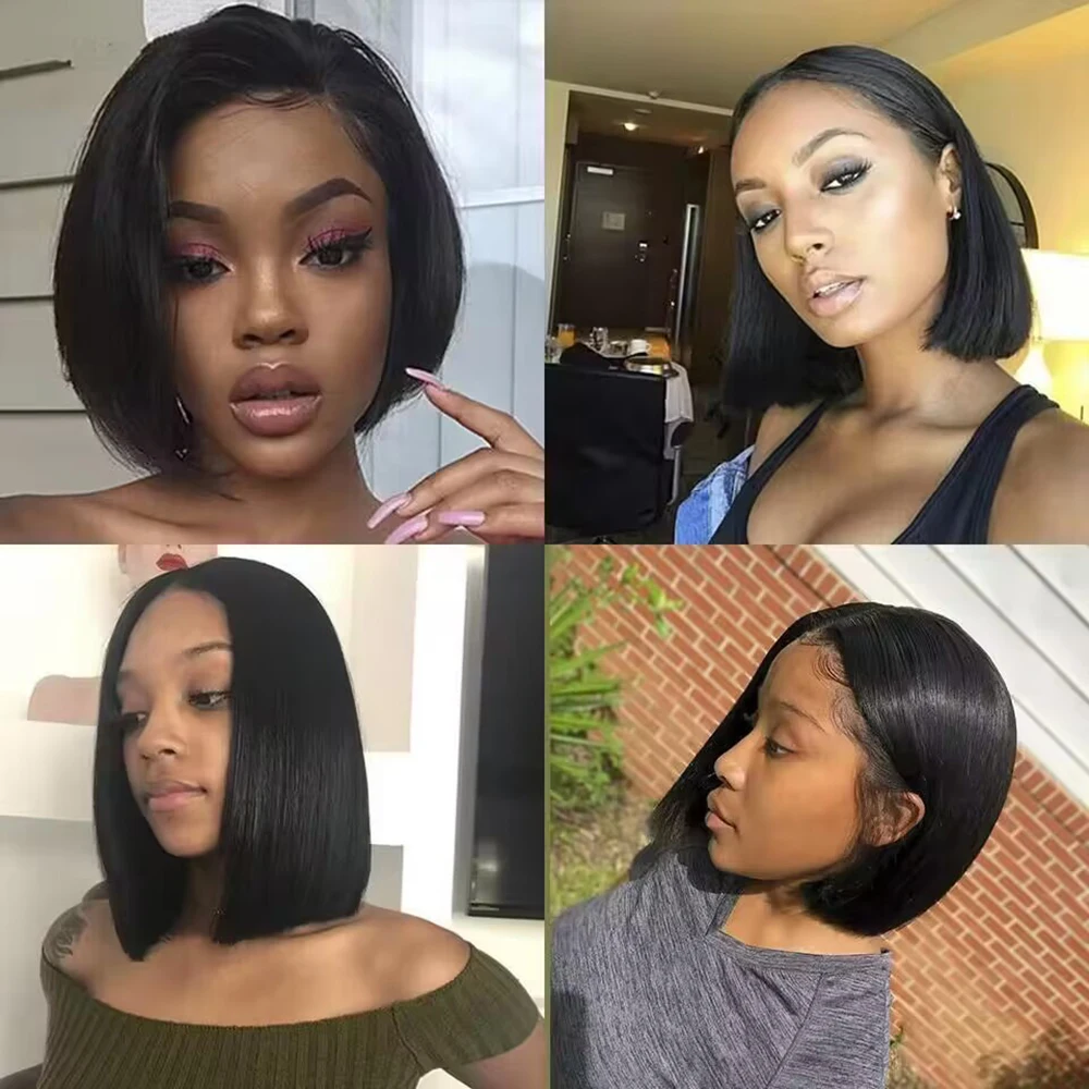 Short Bob Wig Transparent Lace Frontal Wigs Human Hair 100% Straight Bob Wigs Pre Plucked 13x4 Lace Front Wigs For Black Women image 5