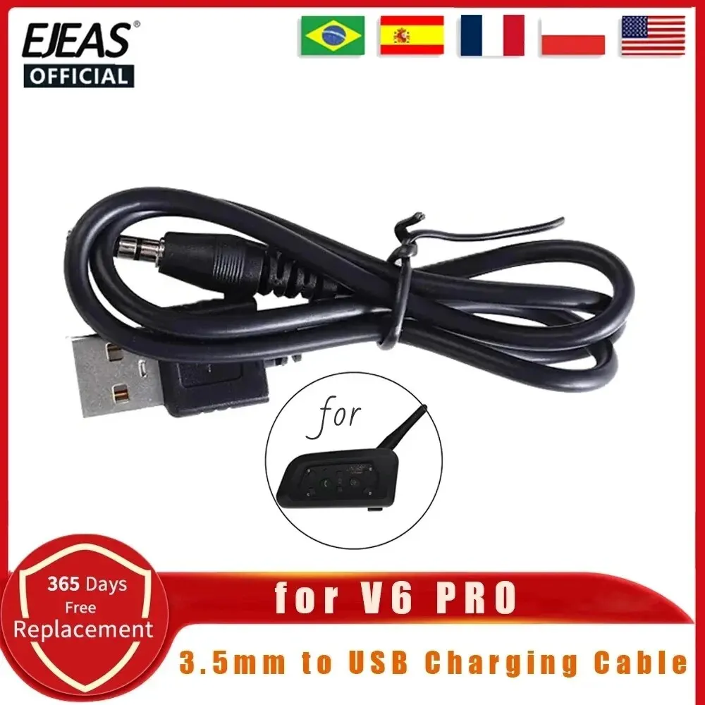 EJEAS V6 PRO 3.5mm Jack to USB Charging Cable for Vnetphone V6/V4PRO Motorcycle Helmet Intercom Bluetooth Headset Accessories