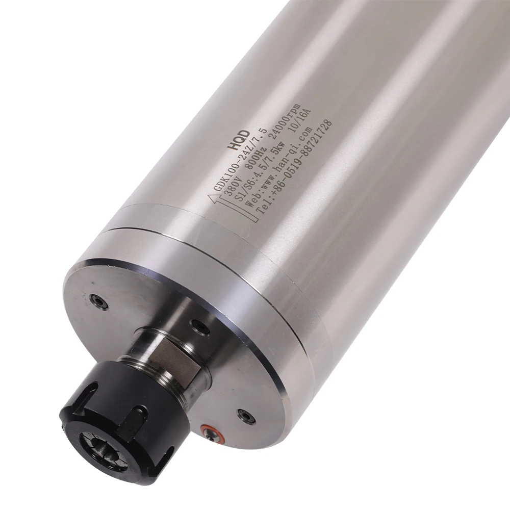 Hqd GDK100-24Z/7.5 7.5KW 24000Rpm 800Hz 380V Er25 High-Speed Motorized Spindle For Woodworking Water Cooling Grinding