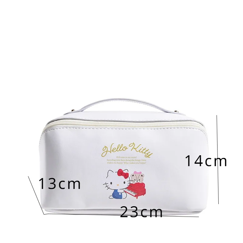 Sanurgente-Trousse de maquillage en PU de grande capacité, trousse de maquillage mignonne, oreiller mélodieux, adorable trousse cosmétique de voyage, housses de rangement, Hello Kitty