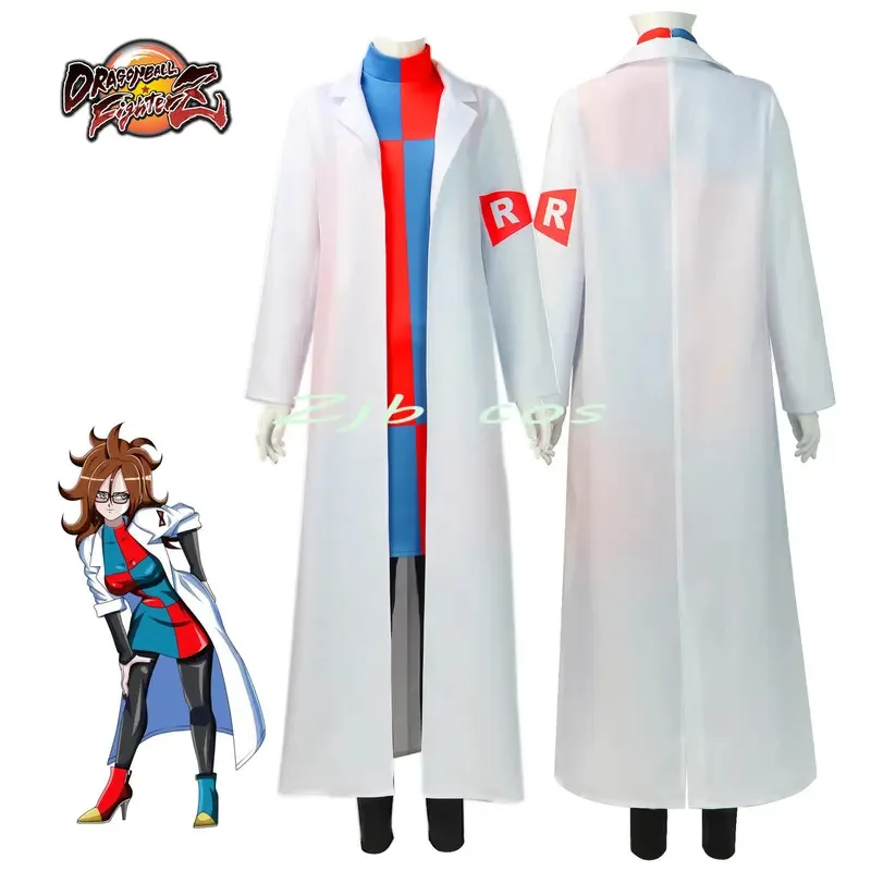 ss23 أنيمي فومي فايتر زد أندرويد # 21 زي تنكري 21 دكتور القتال عباءة بيضاء زي الطبيب ملابس كاملة