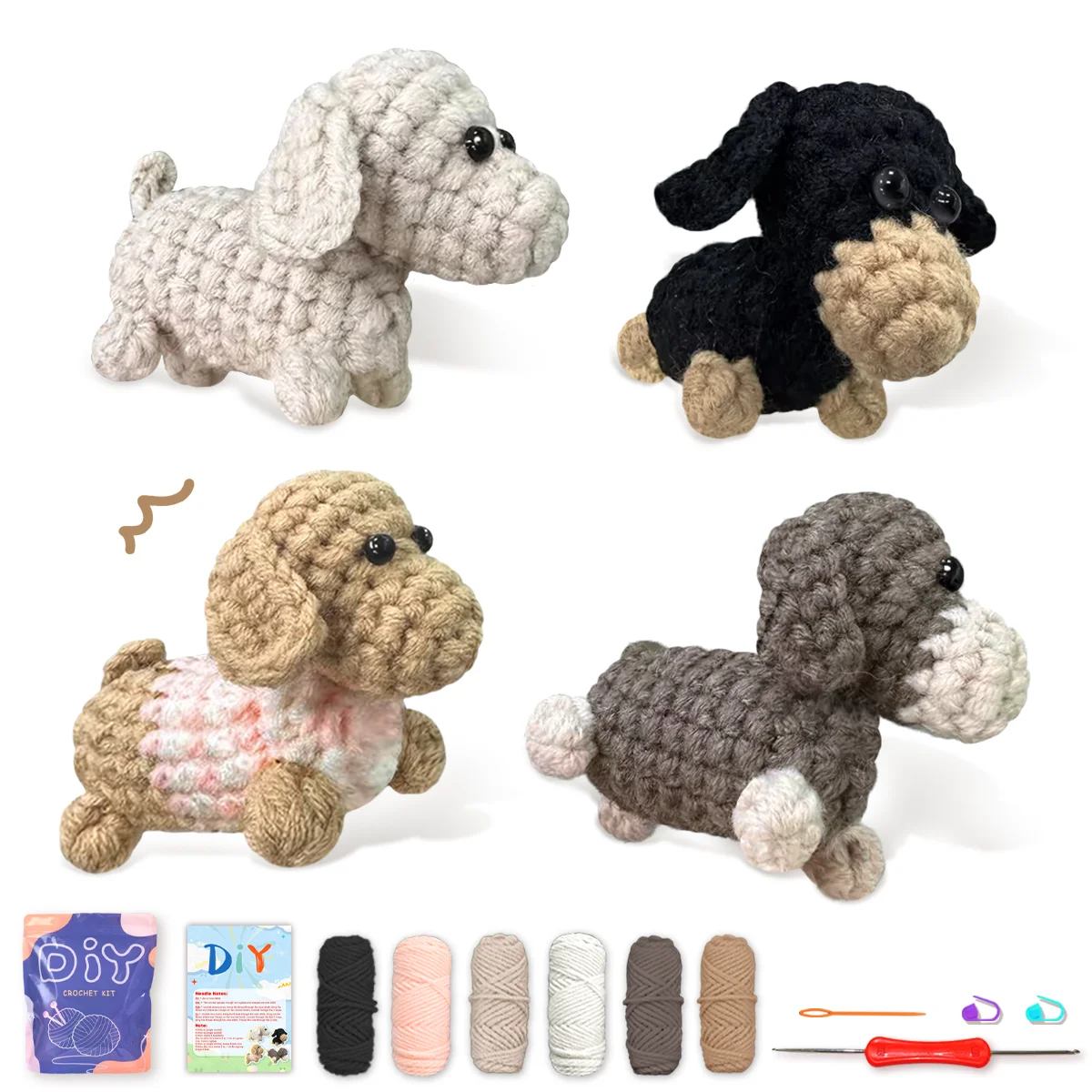 

YAMAXIN 4PC Dog Crochet Needle DIY Kit for Beginners Easy Craft Tool Set for Arts And Knitting