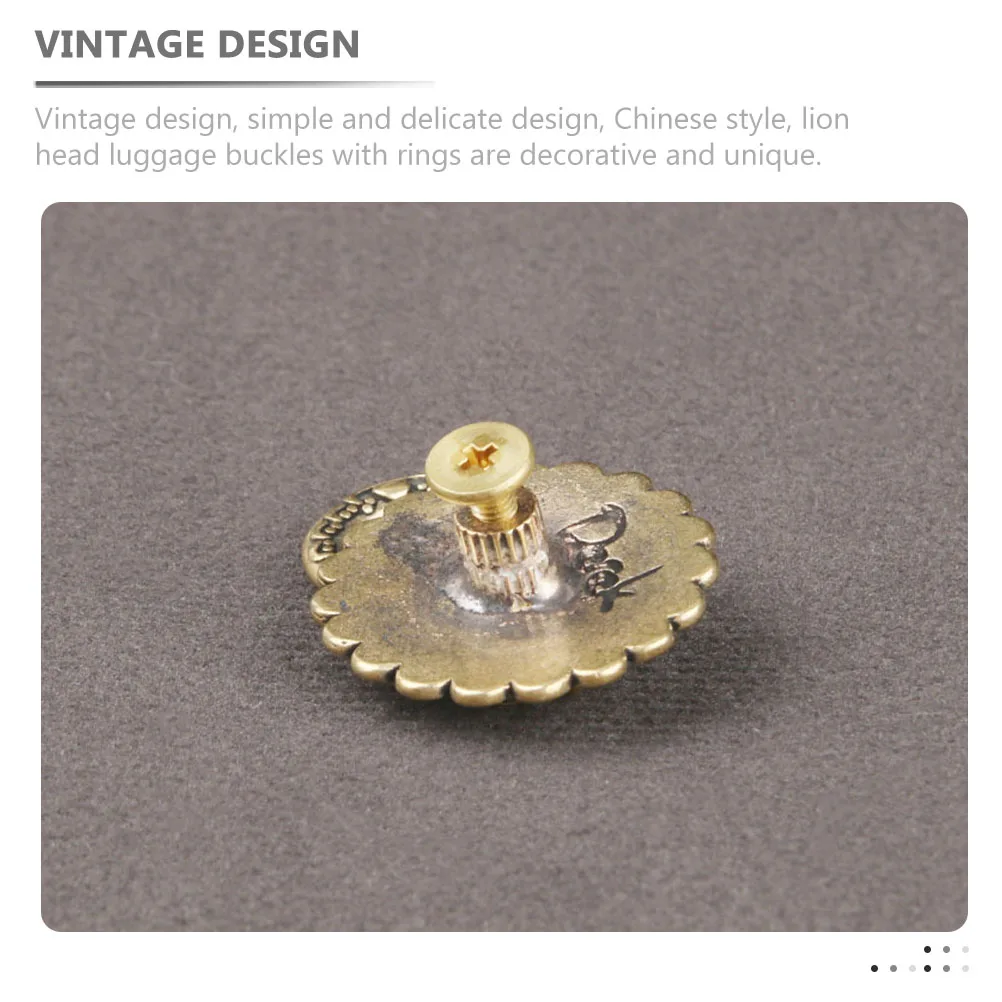 

2 Pcs Vintage Lion Head Luggage Buckles Brass Decorative Suitcase Fasteners DIY Craft Accessories