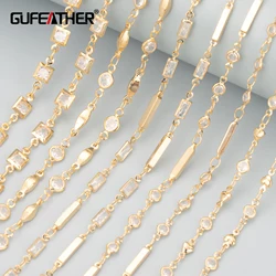 GUFEATHER C160,diy chain,pass REACH,nickel free,18k gold plated,copper metal,zircon,jewelry making,diy bracelet necklace,1m/lot