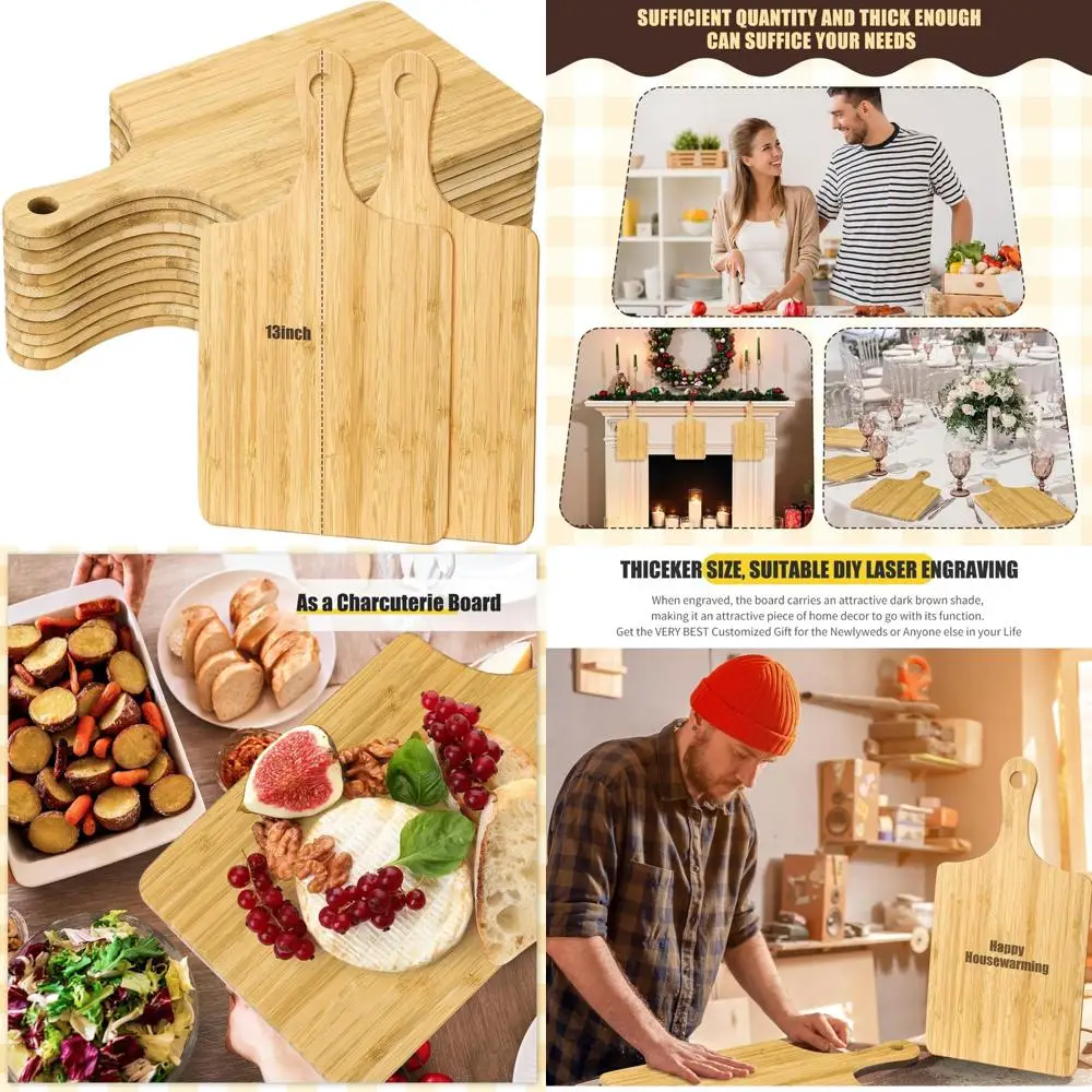 

Бамбуковые разделочные доски для лазерной гравировки, 12 шт., 13 x 7 сервировочных подносов для бордюров и многого другого