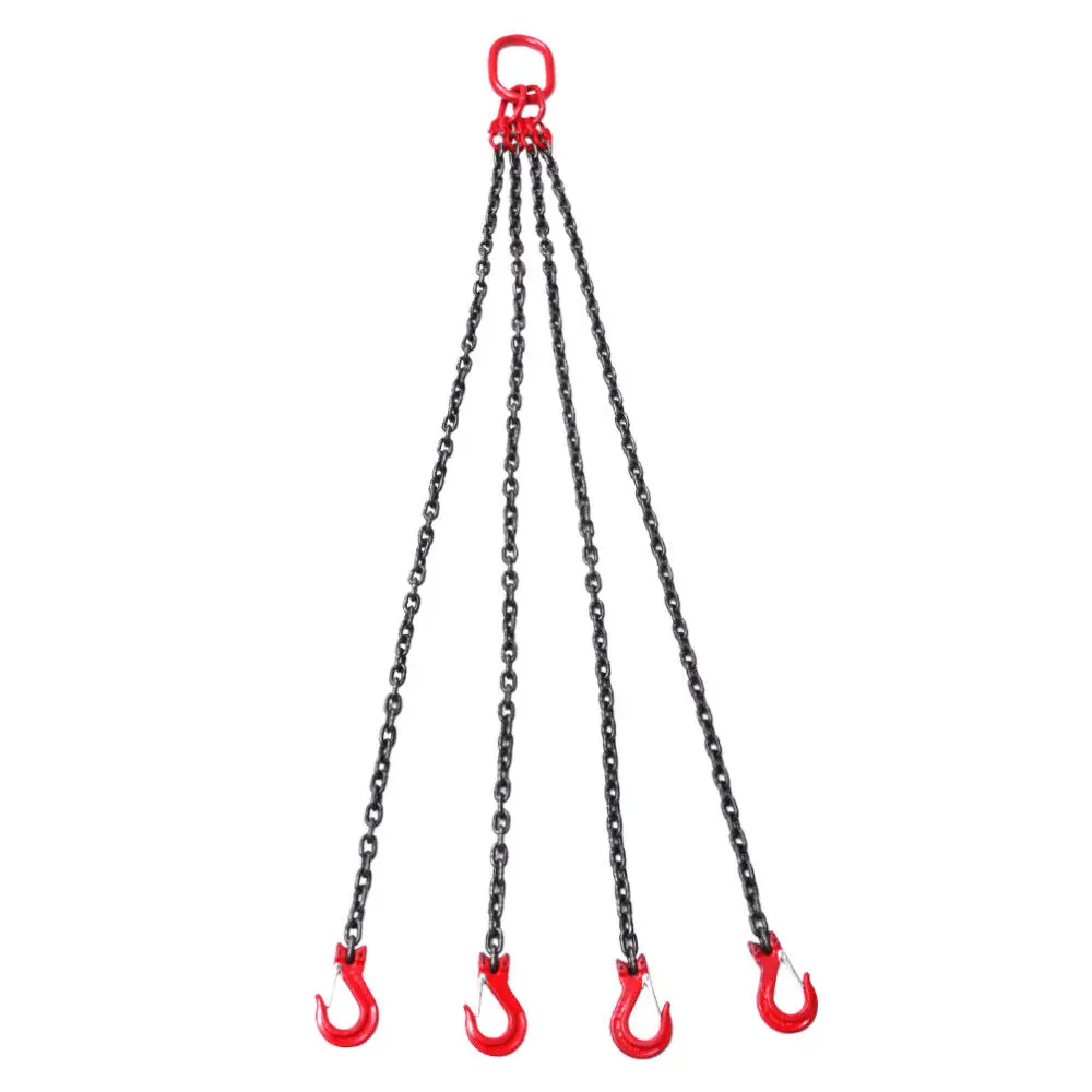 Estilingue de corrente de elevação de 1,5 mtr x 4 pernas 8 mm 5 toneladas com gancho de aço