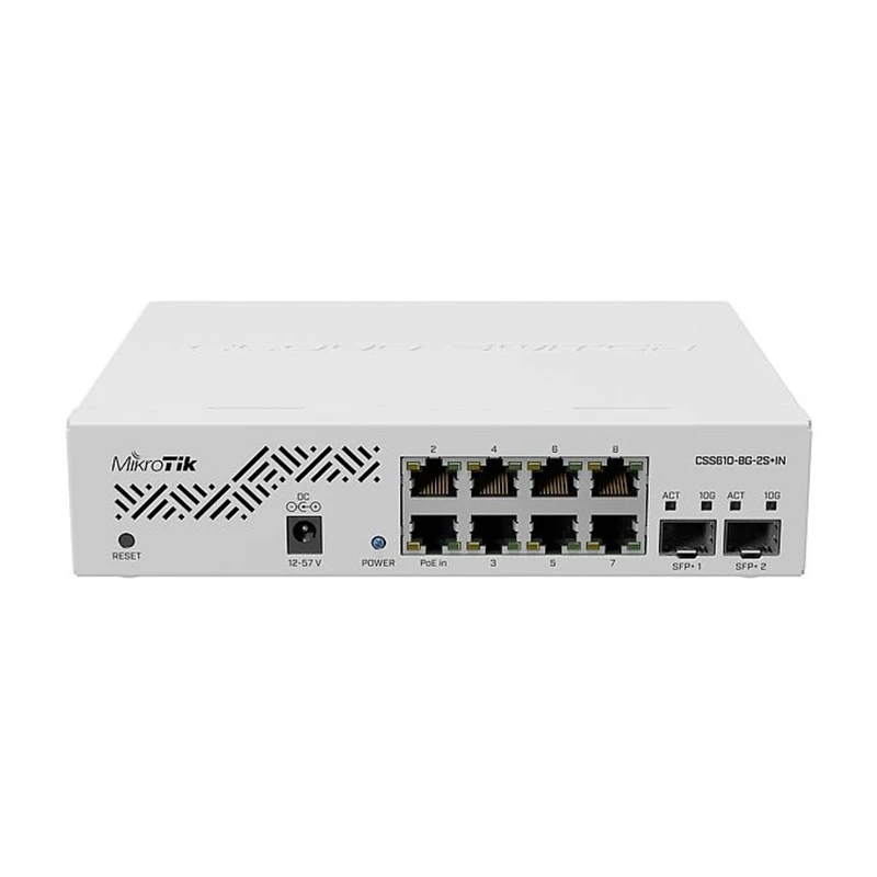 Mikrotik CSS610-8G-2S+IN Eight 1G Ethernet ports and two SFP+ ports for 10G fiber connectivity Intelligent Managed Switch