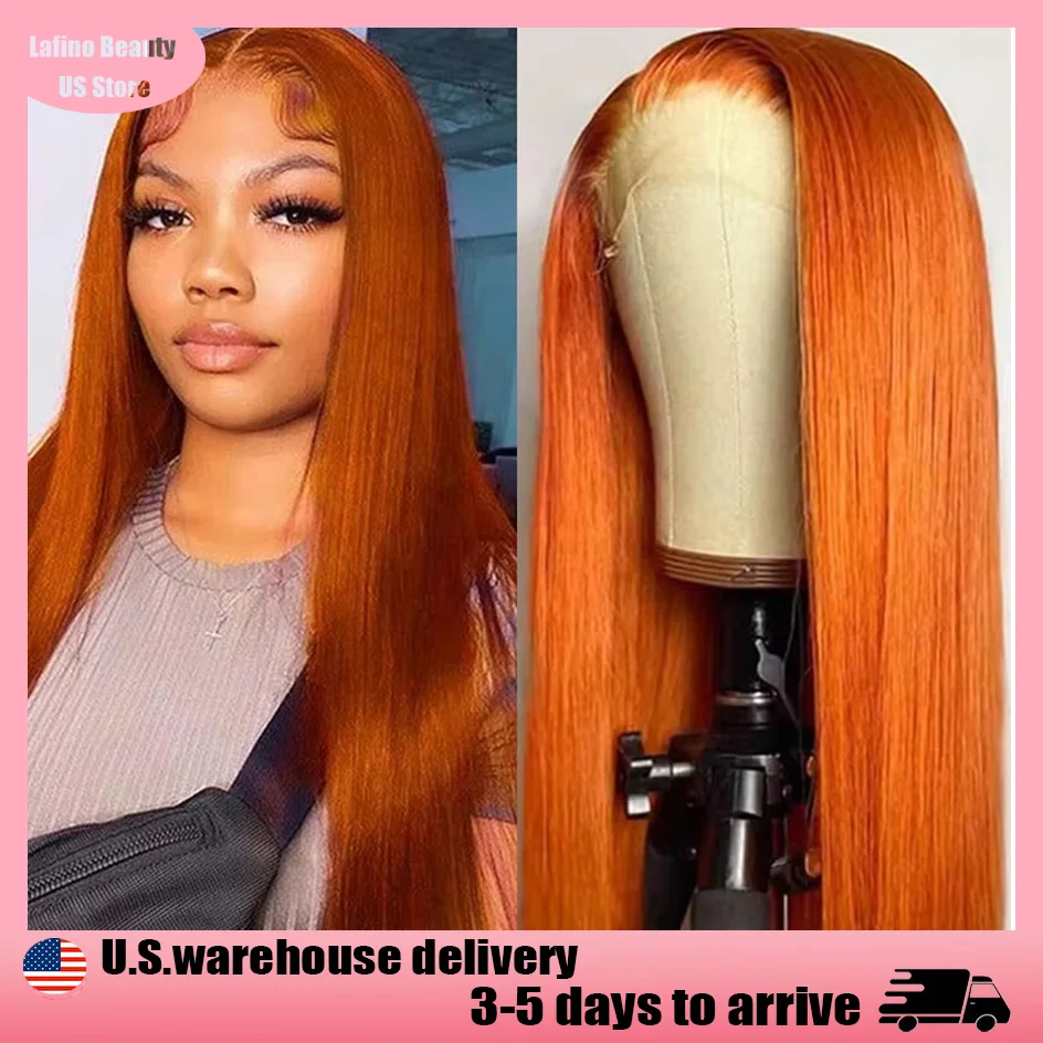 Lafino 200 % Dichte 13x6 HD Lace Frontal Perücke gerade 13x4 Lace Front Perücken Ingwer Lace Front Perücke Echthaar Orange Perücke für Frauen