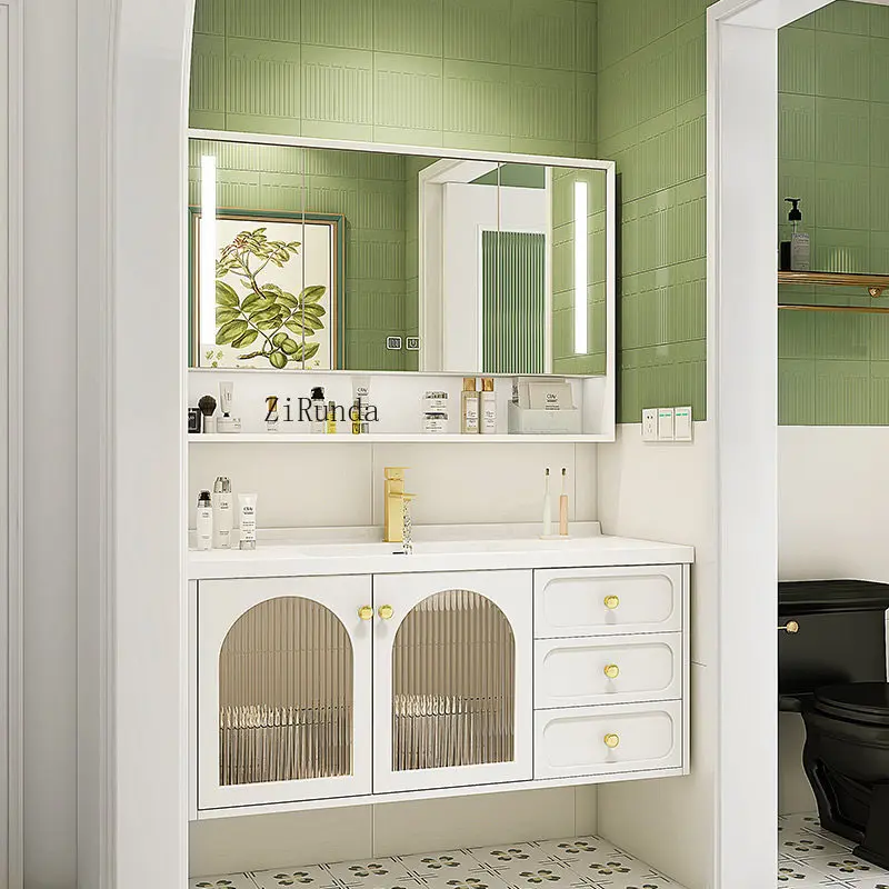 

Ceramic integrated washbasin cabinet combination French bathroom washbasin sink