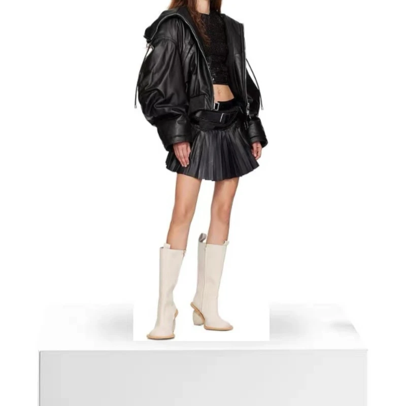 

European AndAmerican Women's Fashionpeach Heartheel Roundtoe Leatherknee Highzipper Stagewalking Shoes,comfortable and Versatile