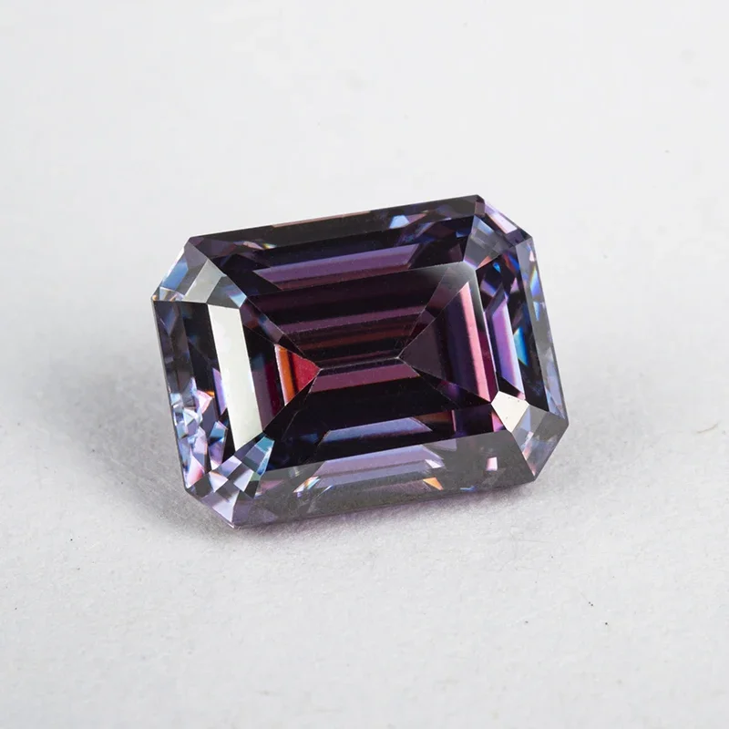 Moissanit, Smaragdschliff, kaiserliche Lila-Farbe, DIY-Charms, Ring, Halskette, Ohrringe, Hauptmaterialien, extrem glänzend, Qualitätssiegel. – Detail 3