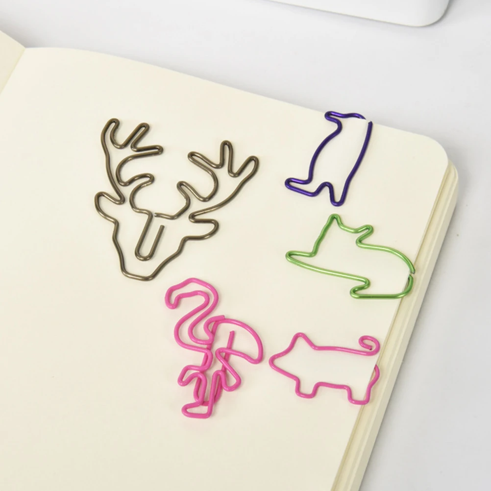 

30 Pcs Cartoon Pig Shaped Metal Paper Clips Colorful Office School Supplies Desk Accessories Document Organizer