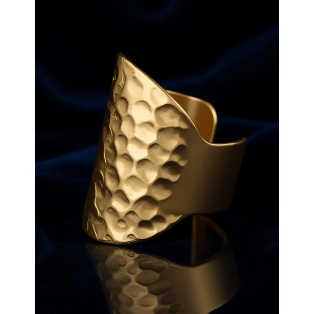 

Регулируемое широкое кольцо с эффектом ковки из позолоченного 18-каратным золотом или серебром 925 пробы для женщин, гипоаллергенное, сделано в США