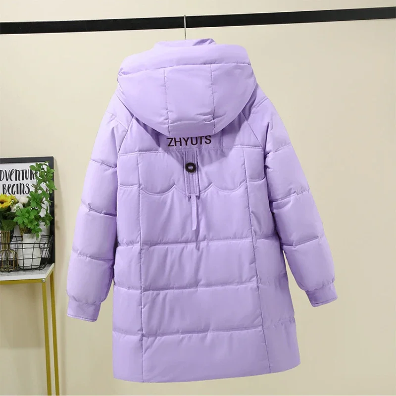 New Short, Medium, Long Down Cotton Jacket for Women 2024 Middle Aged Winter, Hooded, Loose, Slimming, Thick Coat, Trendy