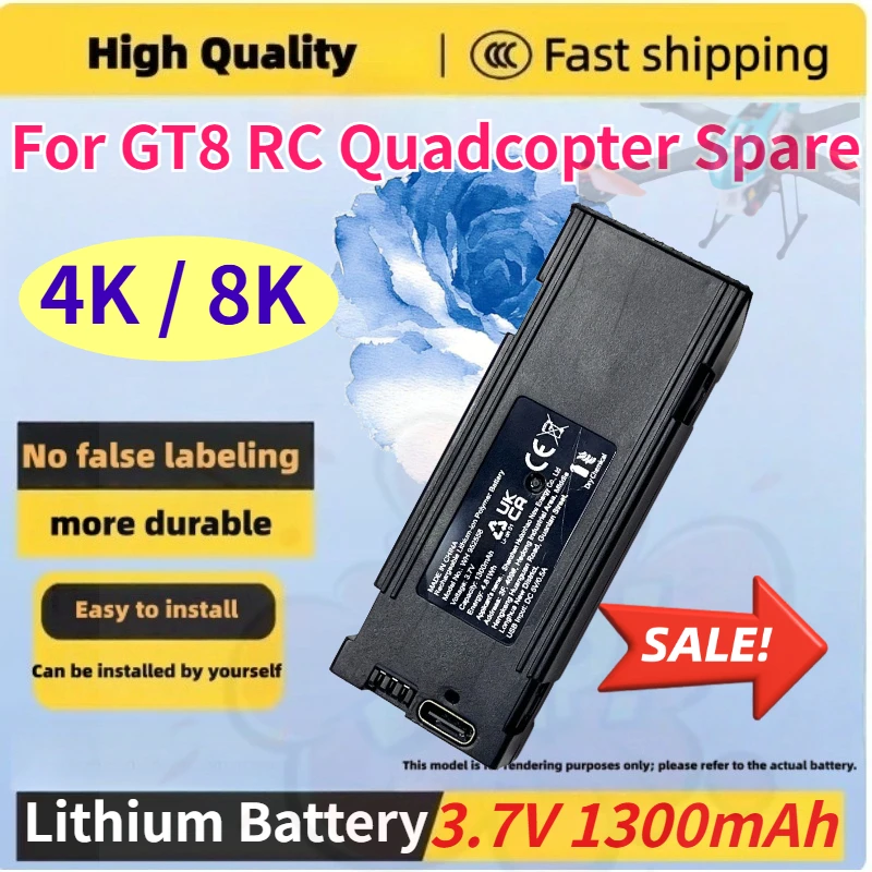 

New 3.7V 1300mAh GT8 Drone Battery Screen 4K Professional 8K Battery for GT8 RC Quadcopter Spare Rechargeable Batteries