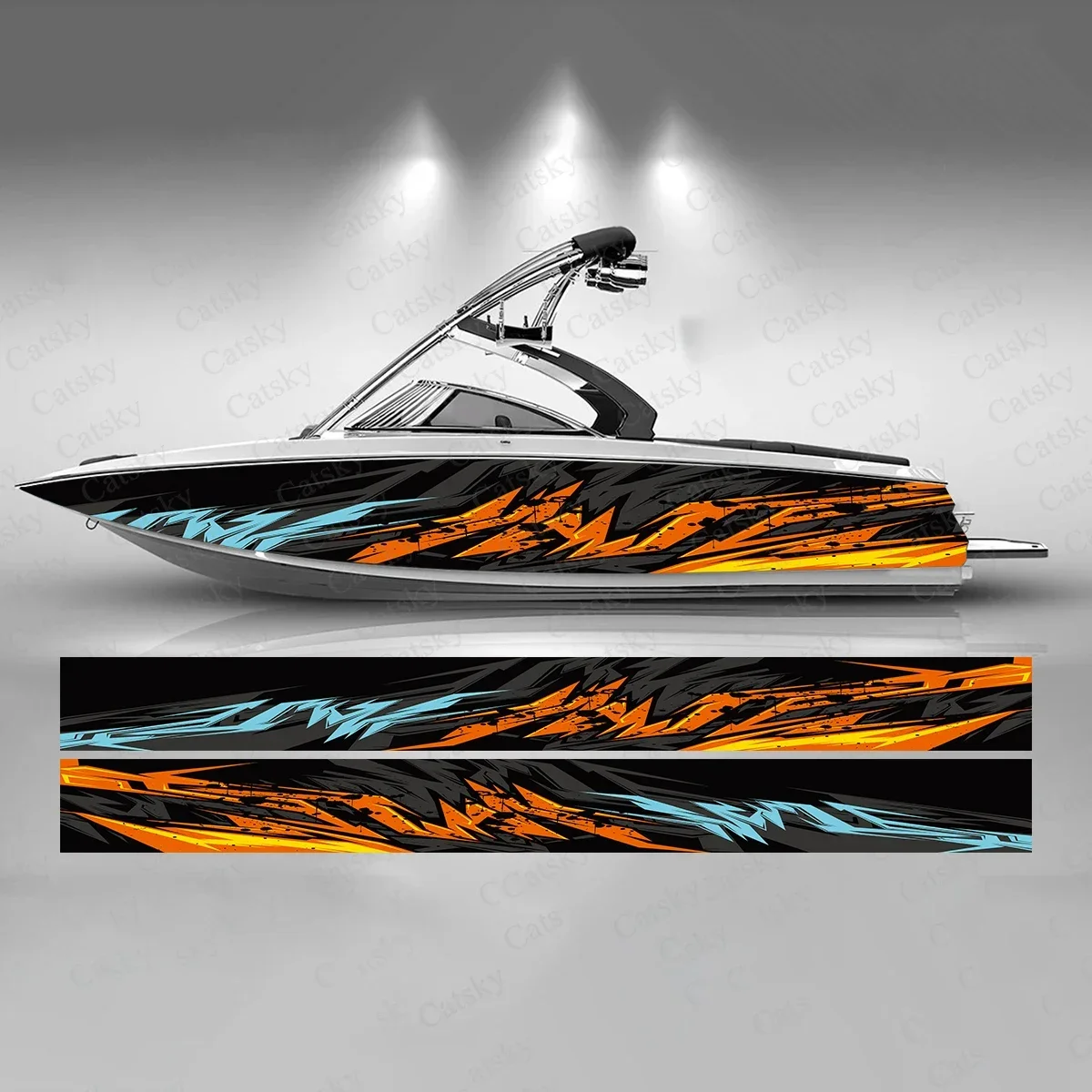 Colorful Fluorescence Art Boat Sticker Fashion Custom Fish Boat-Sticker Vinyl Waterproof Boat Wrap Graphic Boat Wrap Decal