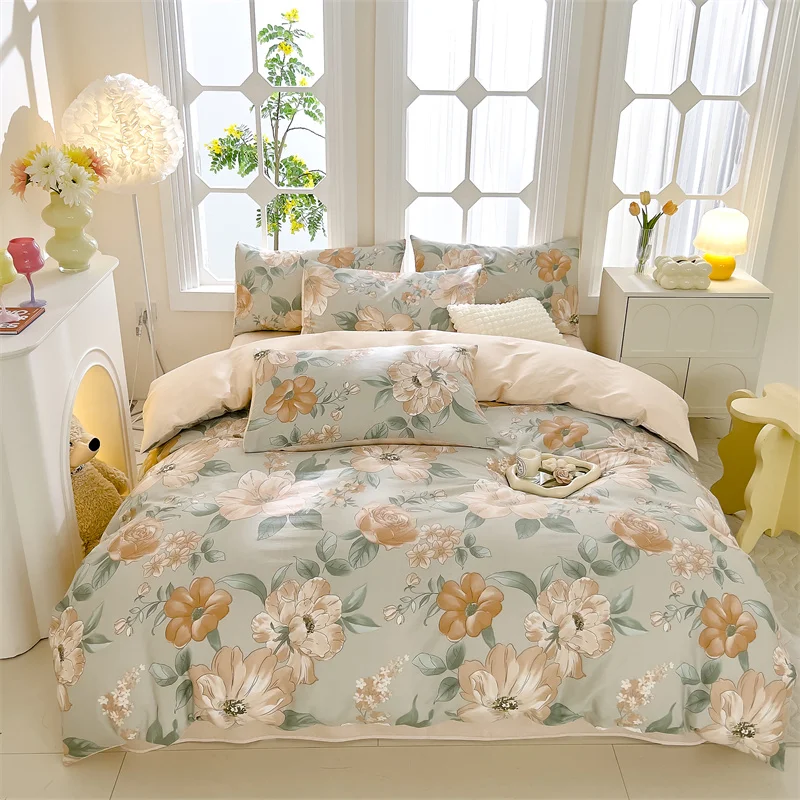 Pure Cotton Duvet Cover Set Single Double Queen Size Quilt Cover Set Printing Bedclothes Set High Quality Bedding Set