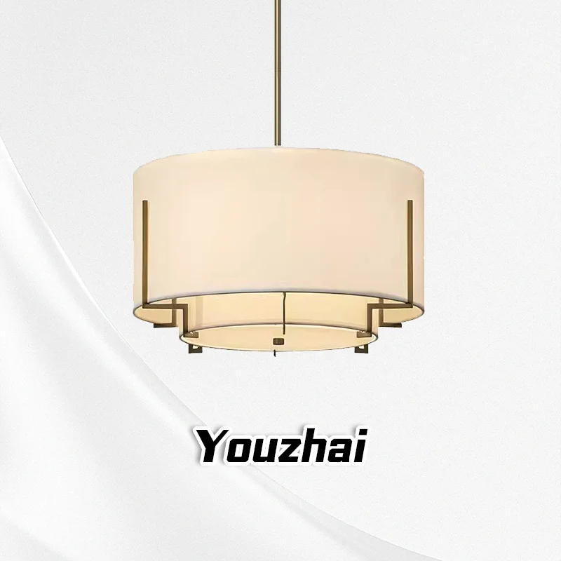 

Новый подвесной светильник для спальни в китайском стиле, современная модель освещения для гостиной, тканевый круглый подвесной светильник для украшения чайной комнаты