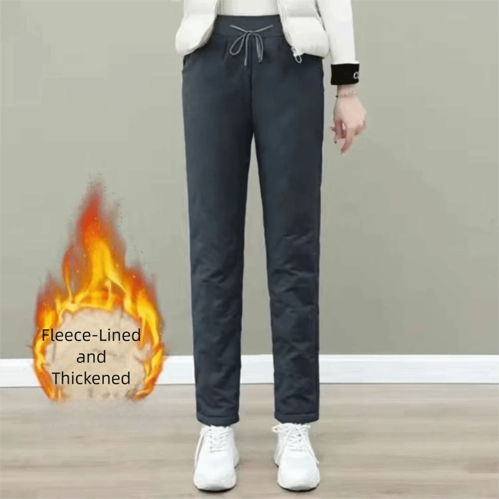 

Fashion Plus Fleece Cotton Pants Thickened Straight Leg Thermal Pants Bootcut High Waist Warm Pants Winter Wear