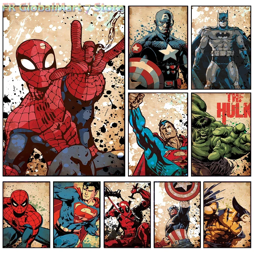 Diamond Painting Marvel Poster Diamond Painting HOT Toys Spider Man Diamond Hero Decor Iron Man Batman Hulk Mural Modern Home