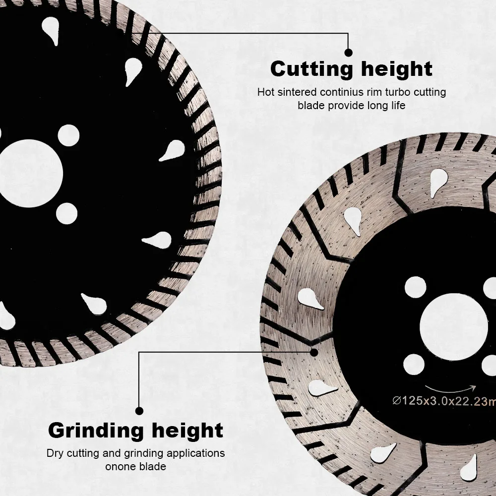 Solidure D75mm-150mm Granite Cutting and Grinding Blade Diamond Cutting Grinding Disc for Granite Marble Concrete