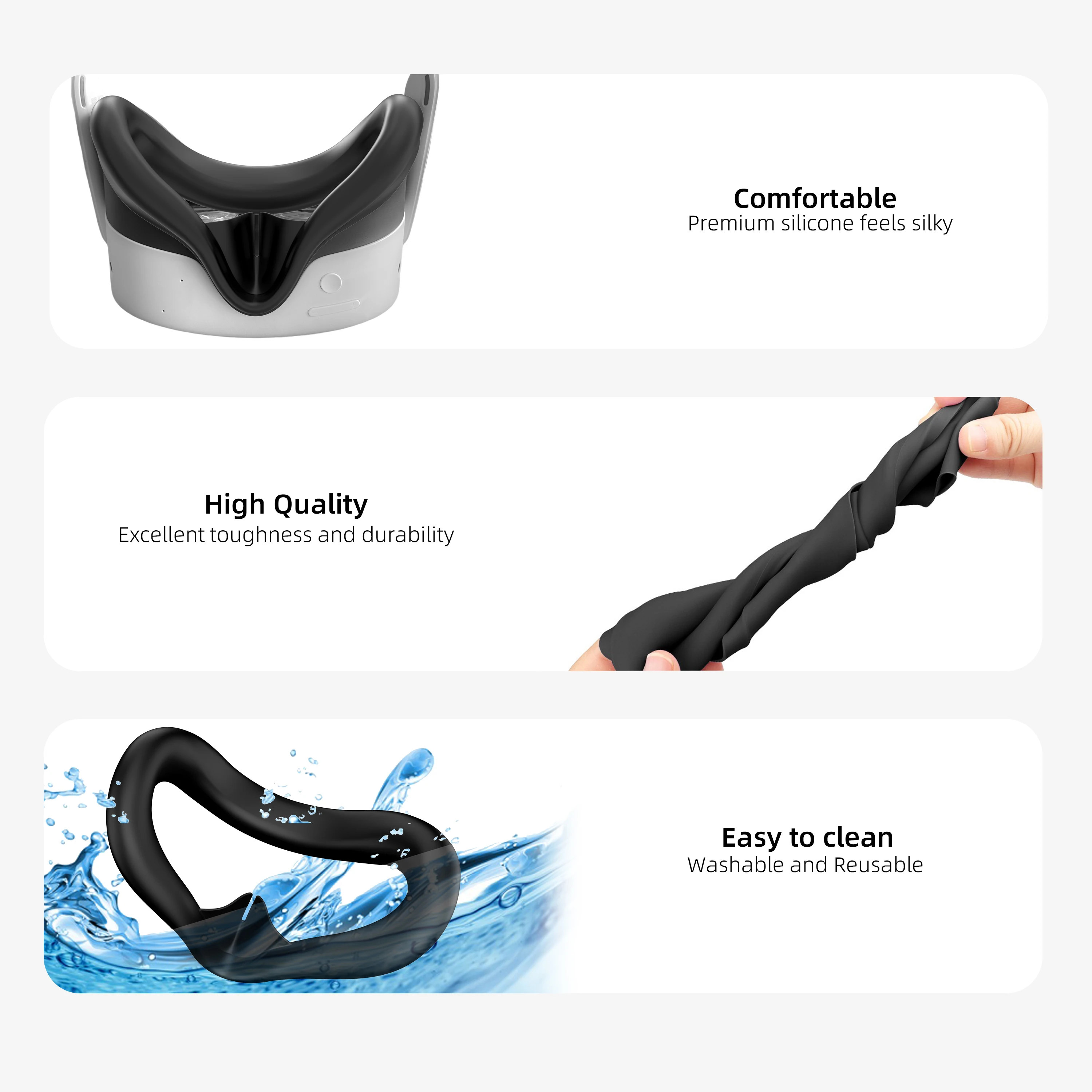 Meta Quest 3S VR Headset Silicone Protective Kit 7 Piece Set Full Coverage Anti Collision Anti Scratch Lightweight Skin Friendly