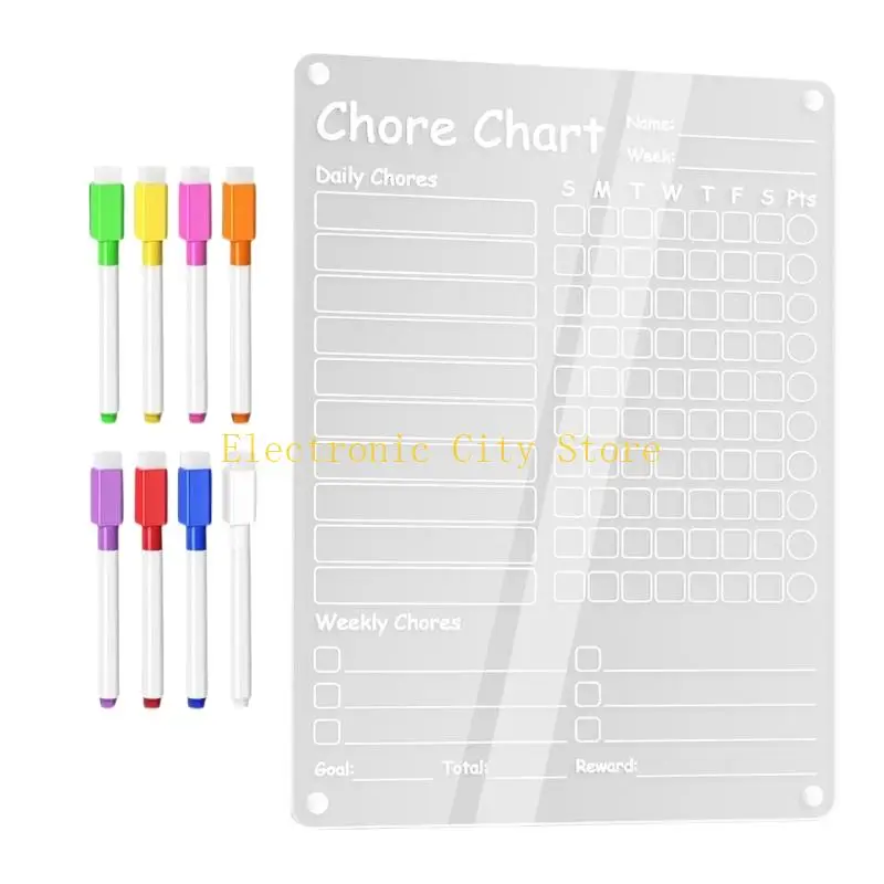 냉장고 알림 일일 계획 HU8D 용 명확한 아크릴 자기 집안 차트 보드