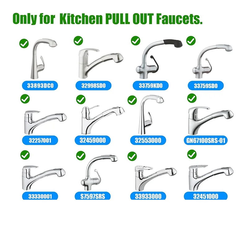 FYBL-Kitchen Faucet Parts With Weigt Ball And 3 Connect Adapters Kitchen Faucet Hose Replacement Parts Pull-Down Hose For Sink