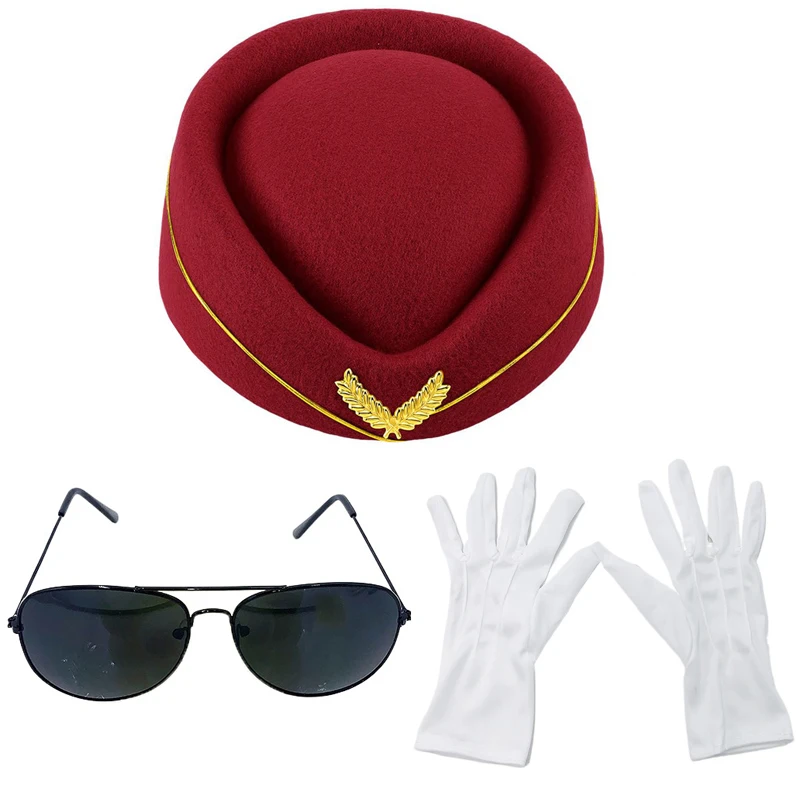 3 stücke Stewardess Hut Baskenmütze Hut Frauen Stewardessen Hut Party Cosplay Formale Uniform Kappen Zubehör Party Hüte Kostüm – Detail 4