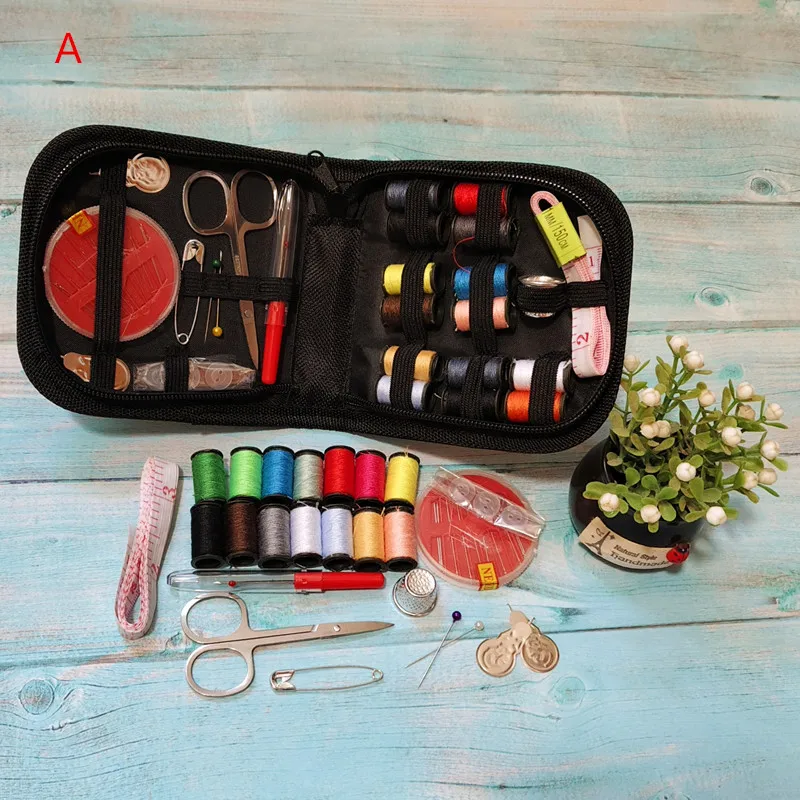 

Sewing Kit With Case Threads Needles Scissors Measuring Tape Portable Traveler Adult Family Handwork Repair Mini Sewing Tool Set
