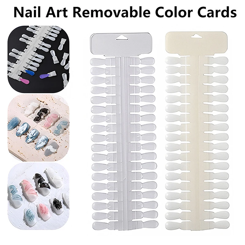 36 peças de Cartão de Cores Naturais/Transparentes Removível para Exibição de Unhas Postiças, Suporte para Pontas de Unha com Design em Gota, Ferramen