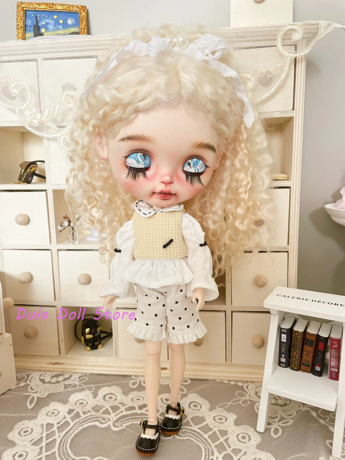デュラ人形の服ブライスワッフルベージュベスト白シャツショーツベビースーツ ob24 ob22 Diandian アゾン JerryB 1/6 Bjd 人形
