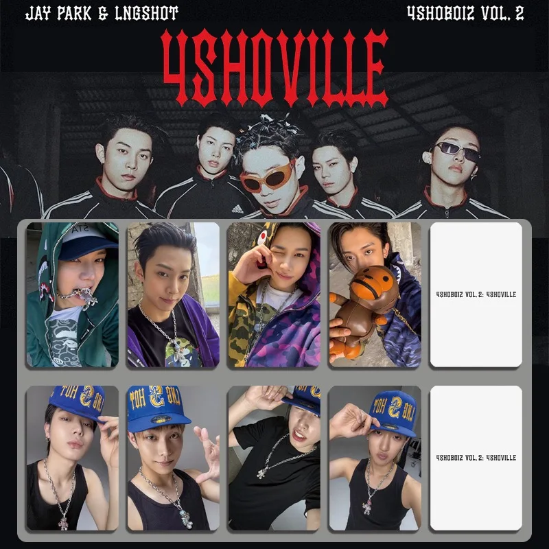 

4PCS Kpop New Boy Group LNGSHOT New Album "4SHOBOIZ Vol.2 4SHOVILLE" Music Card OHYUL LOUIS RYUL WOOJIN Small Cards Photocards