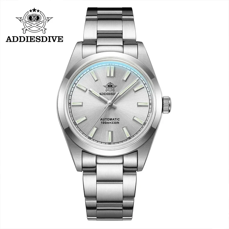 ADDIESDIVE Top Brand 36mm PT5000 Automatic Mechanical Watch Bubble Mirror Pot Cover Glass Watches 100M Dive Luminous Wristwhach