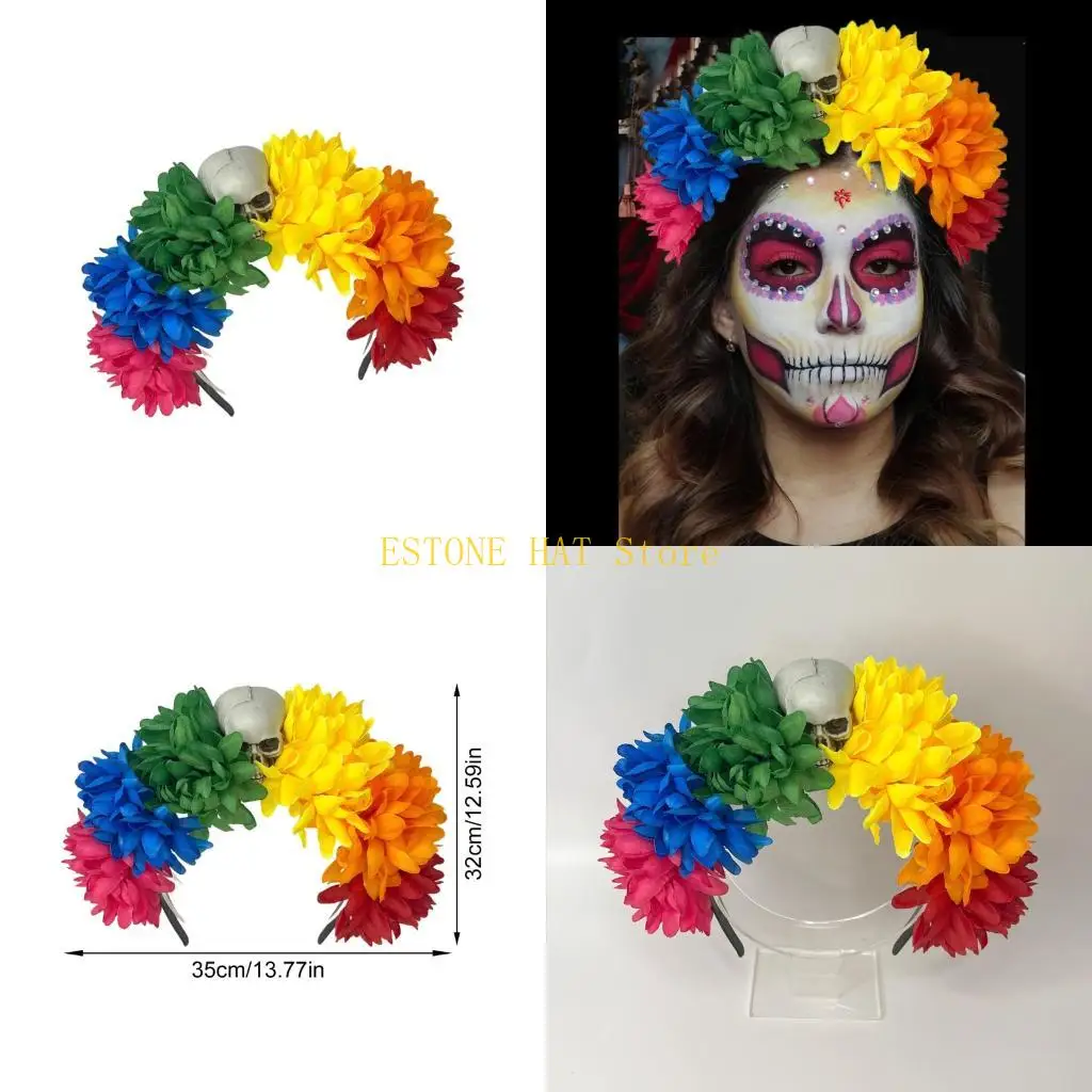 

49MF Women Fashion Hair Accessory Spiders Flower Hairband for Halloween Occasion Theme Parties Holiday Celebration Props