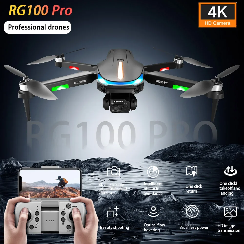 New RG100 PRO Mini Drone 8K HD Aerial Photography Three-way Dual Camera With 360 Obstacle Avoidance RC Quadcopter Boy Toys Gifts