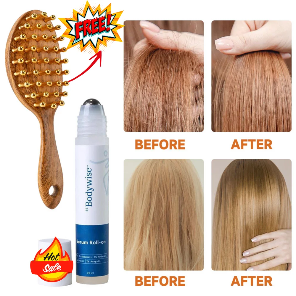 

Rosemary Hair Growth Essence & Massage Comb Set Scalp Meridian Comb Hair Rolling Ball Essence Kit Household Hair Care Products