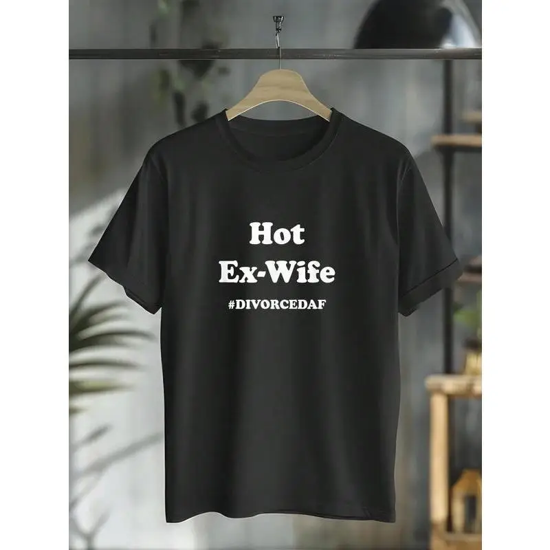 

Divorce Party Hot Ex-Wife Pattern Tops for Womens Funny Graphic Tees Short Sleeve Casual T Shirts Cotton Summer Shirts